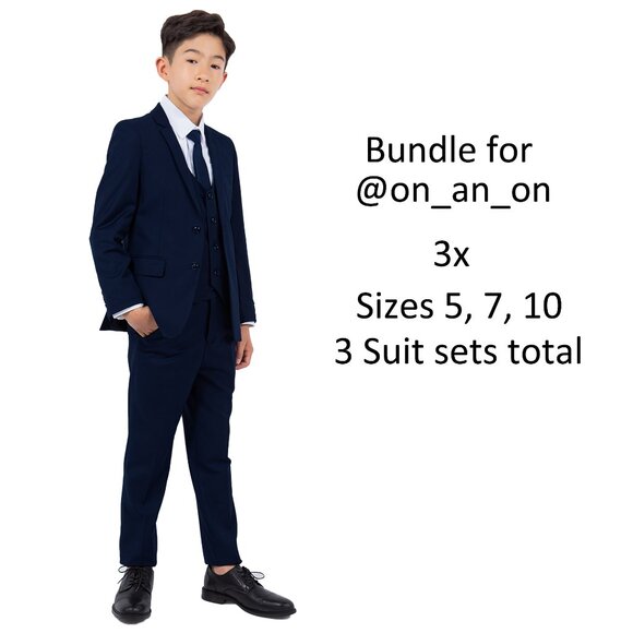 BUNDLE FOR @on_an_on 5pc Perry Ellis Portfolio Boy Slim Solid Navy Suit 5, 7, 10 - Picture 1 of 1